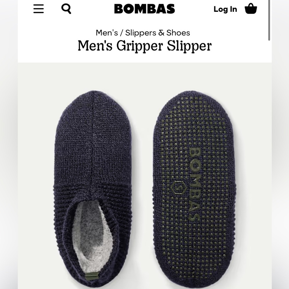 Bombas Men’s Gripper Slipper in Charcoal NWT